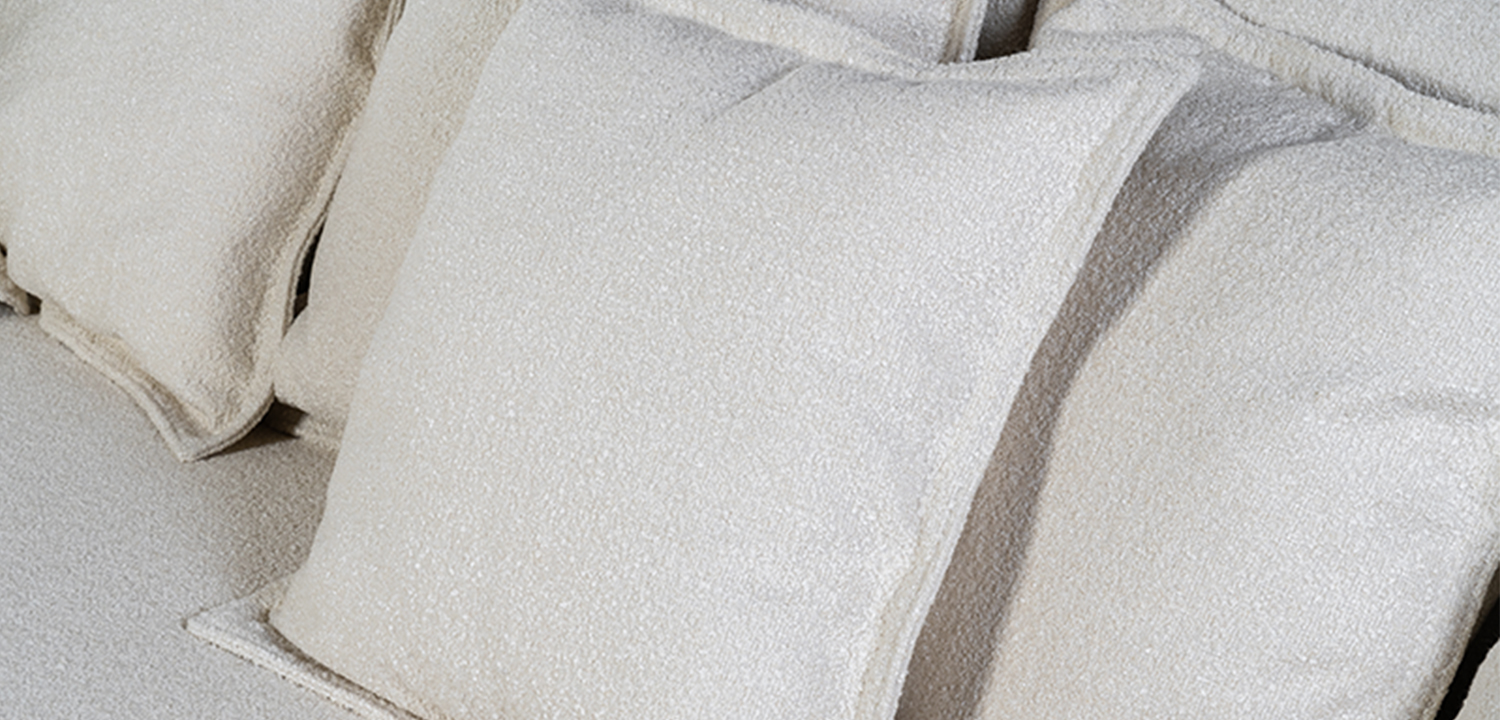 Диван с обивкой из ткани букле Salman Boucle White Sofa Белый - фото №1