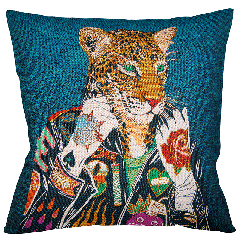Декоративная подушка Leopard Blue Мульти Декоративная подушка Leopard Blue Мульти в Твери | Loft Concept