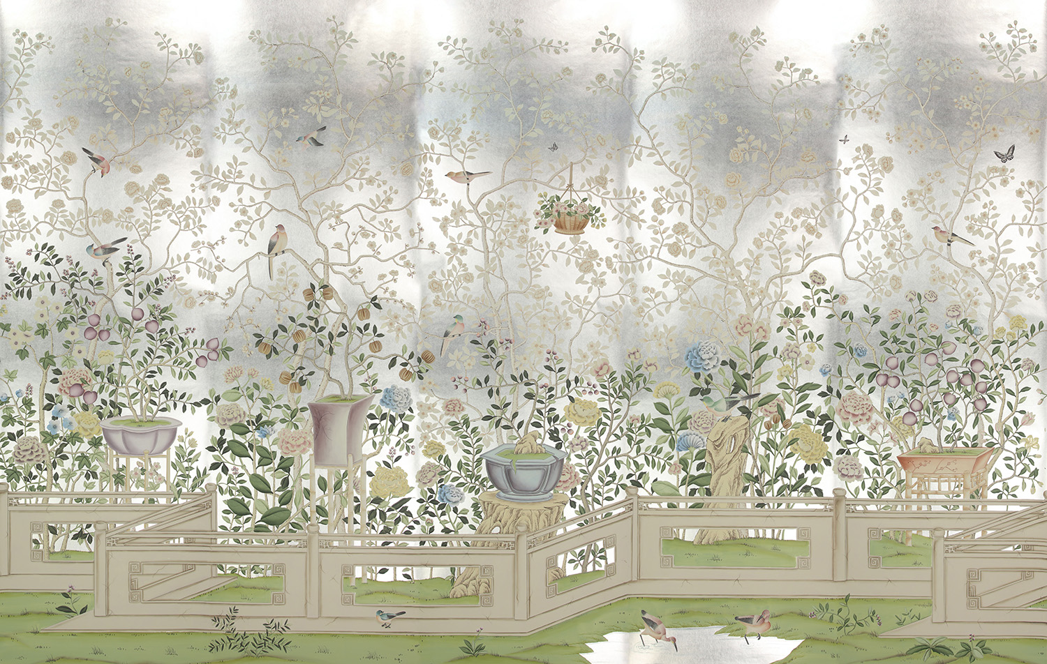 Обои ручная роспись Temple Newsam White Gold gilded silk Обои ручная роспись Temple Newsam White Gold gilded silk - постер Loft-Concept в Твери