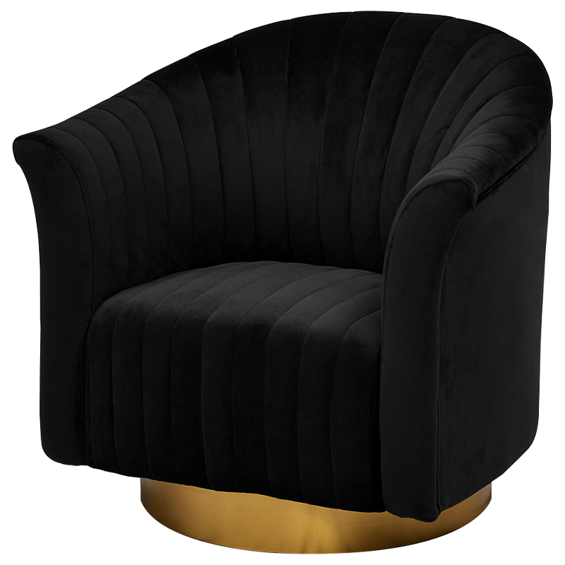 Кресло вращающееся в чёрной велюровой обивке Toronto Black Armchair Черный Золотой Кресло вращающееся в чёрной велюровой обивке Toronto Black Armchair Черный Золотой в Твери | Loft Concept