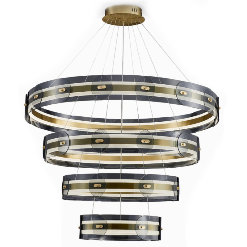 Люстра Gold 3 ring horizontal chandelier Прозрачный Латунь Люстра Gold 3 ring horizontal chandelier Прозрачный Латунь в Твери | Loft Concept