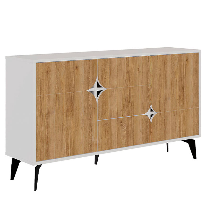Комод с 3-мя дверцами и выдвижным ящиком цвета светлый дуб SPARK CONSOLE WHITE Белый Светлый дуб Комод с 3-мя дверцами и выдвижным ящиком цвета светлый дуб SPARK CONSOLE WHITE Белый Светлый дуб в Твери | Loft Concept