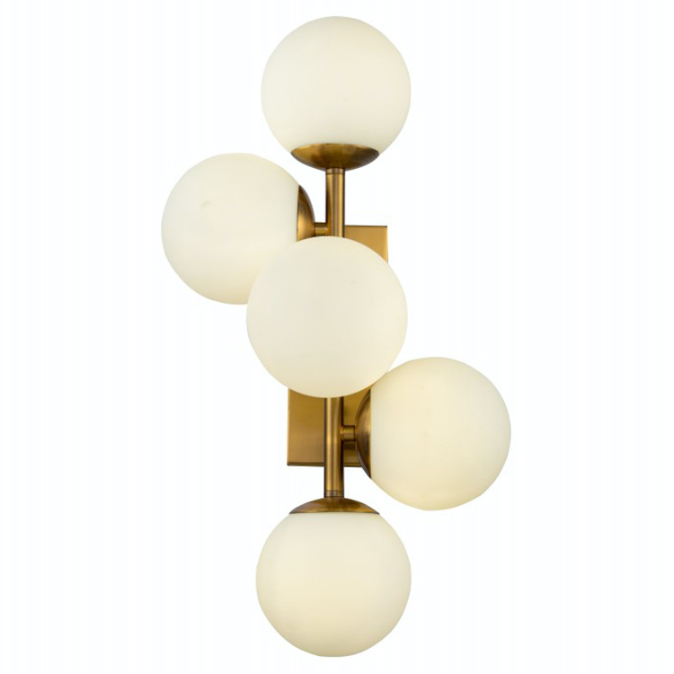Бра White Balls Sconces Белое матовое стекло Латунь Бра White Balls Sconces Белое матовое стекло Латунь в Твери | Loft Concept