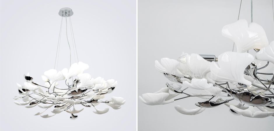 Декоративная люстра Wintery flover Silver с Белыми плафонами Декоративная люстра Wintery flover Silver с Белыми плафонами - Loft-Concept в Твери