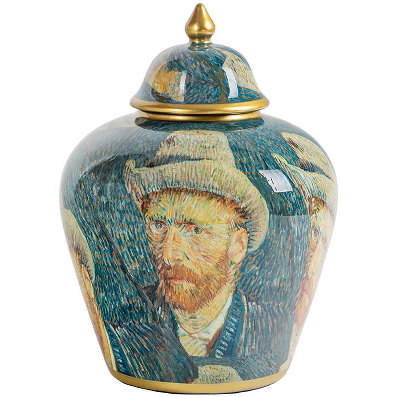 Ваза с крышкой Vincent Van Gogh Vase Изумрудный Золотой Бежевый Мульти Ваза с крышкой Vincent Van Gogh Vase Изумрудный Золотой Бежевый Мульти в Твери | Loft Concept