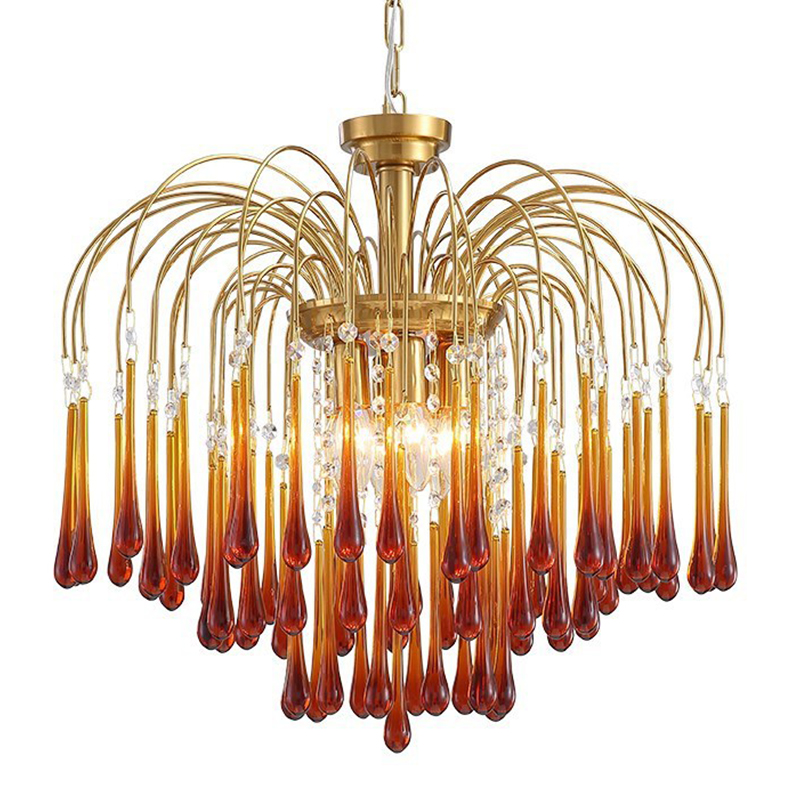 Дизайнерская люстра Amber Drops Chandelier Золотой Янтарный Дизайнерская люстра Amber Drops Chandelier Золотой Янтарный в Твери | Loft Concept