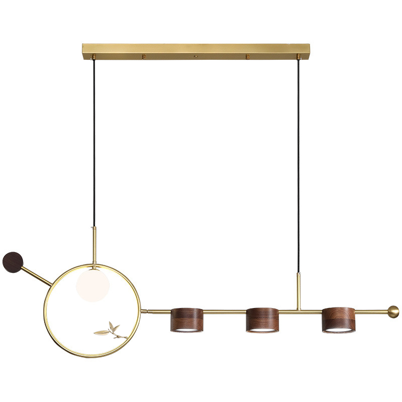 Линейный светильник Metal Wood Ring Leaf Linear Light Золотой Коричневый Линейный светильник Metal Wood Ring Leaf Linear Light Золотой Коричневый в Твери | Loft Concept
