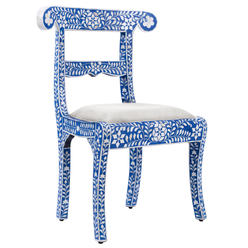 Стул инкрустация костью Bone Inlay Chairs синий Белый Синий Молочный Стул инкрустация костью Bone Inlay Chairs синий Белый Синий Молочный в Твери | Loft Concept