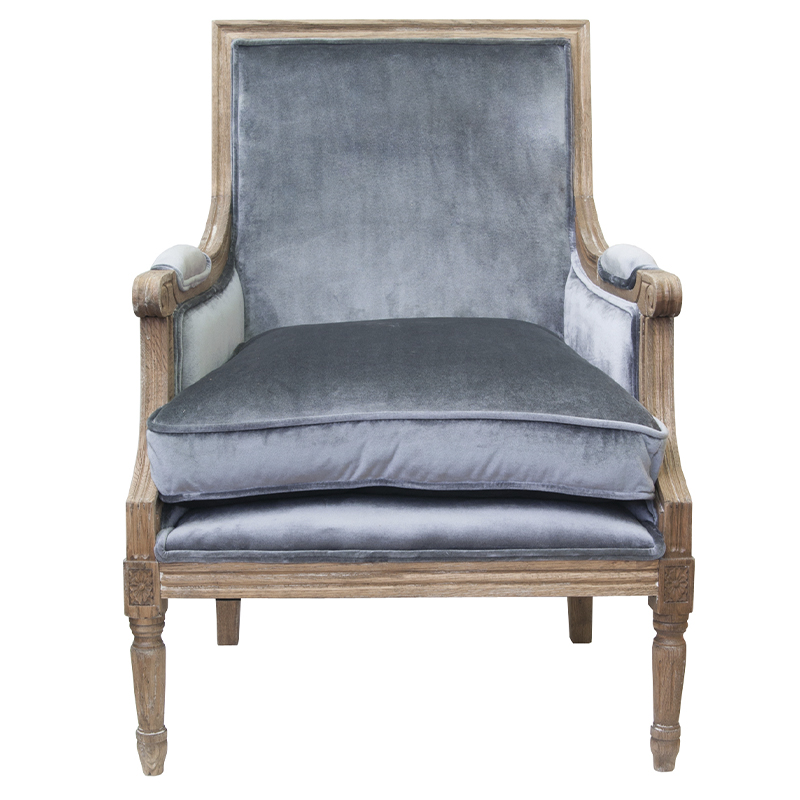 Кресло William Classical Armchair grey velvet Серый Коричневый в Твери | Loft Concept 