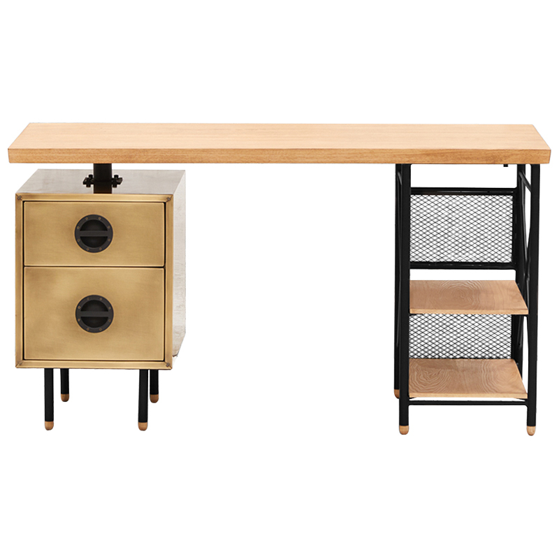 Рабочий стол Roffe Desk Черный Латунь Древесина в Твери | Loft Concept 