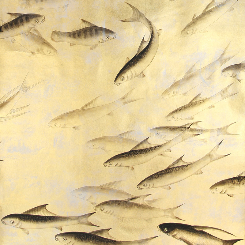 Обои ручная роспись Fishes Original colourway on Deep Rich Gold gilded paper with d?sargenter pearlescent antiquing Обои ручная роспись Fishes Original colourway on Deep Rich Gold gilded paper with d?sargenter pearlescent antiquing в Твери | Loft Concept