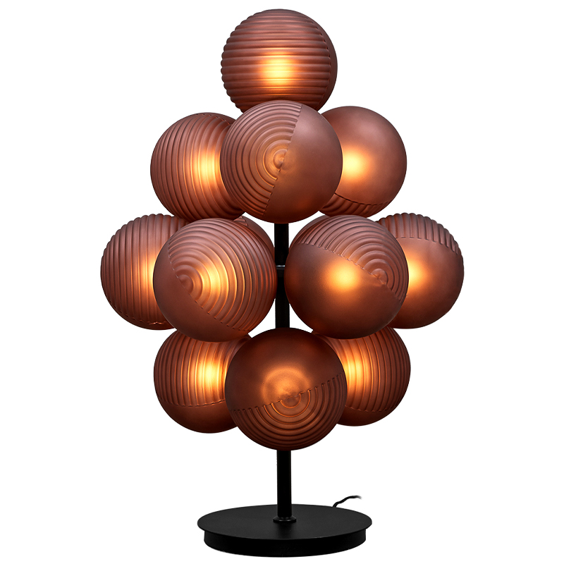 Настольная лампа с круглыми плафонами Syridine Lamp Янтарный Черный Настольная лампа с круглыми плафонами Syridine Lamp Янтарный Черный в Твери | Loft Concept