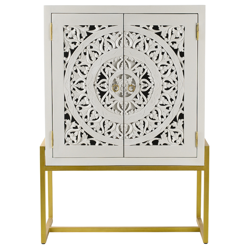 Буфет с резными дверцами Ceara Lace Cabinet Белый Золотой Буфет с резными дверцами Ceara Lace Cabinet Белый Золотой в Твери | Loft Concept