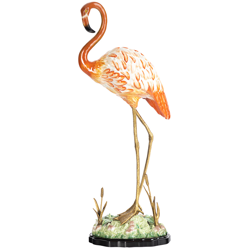 Декоративная статуэтка Flamingos Porcelain Statuette Красный Зеленый Бронза Декоративная статуэтка Flamingos Porcelain Statuette Красный Зеленый Бронза в Твери | Loft Concept