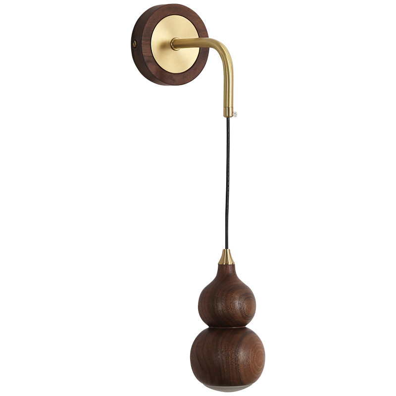 Настенный светильник с плафоном из дерева Neal Wooden Wall Lamp Коричневый Латунь Настенный светильник с плафоном из дерева Neal Wooden Wall Lamp Коричневый Латунь в Твери | Loft Concept