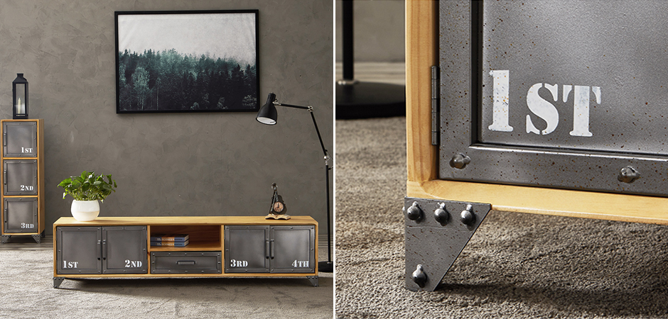 ТВ-тумба Loft Metal and Wood Quadruple ТВ-тумба Loft Metal and Wood Quadruple - Loft-Concept в Твери