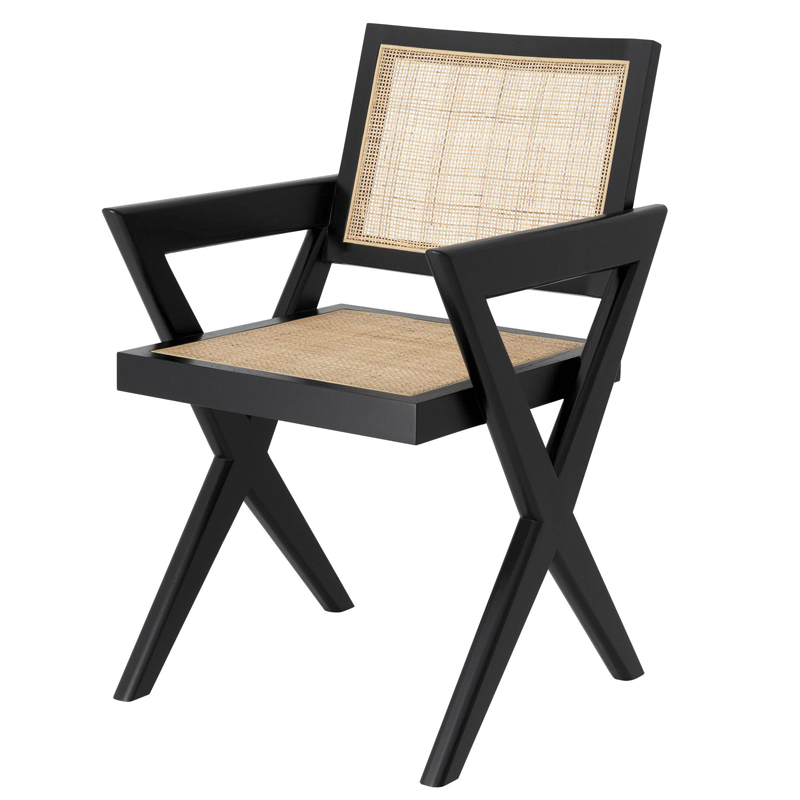 Стул Eichholtz Dining Chair Augustin black Черный Бежевый Стул Eichholtz Dining Chair Augustin black Черный Бежевый в Твери | Loft Concept