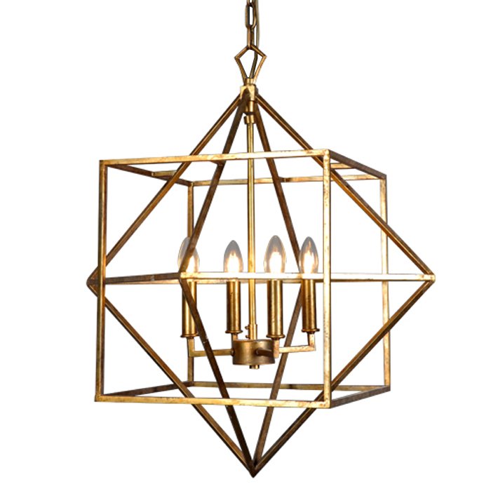 Подвесной светильник CUBIST Chandelier Gold 4 bulbs Золотой Подвесной светильник CUBIST Chandelier Gold 4 bulbs Золотой в Твери | Loft Concept