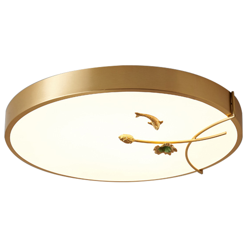 Круглый потолочный светильник Gold Fish Round Ceiling Lamp Золотой Золотой Белый Зеленый Круглый потолочный светильник Gold Fish Round Ceiling Lamp Золотой Золотой Белый Зеленый в Твери | Loft Concept