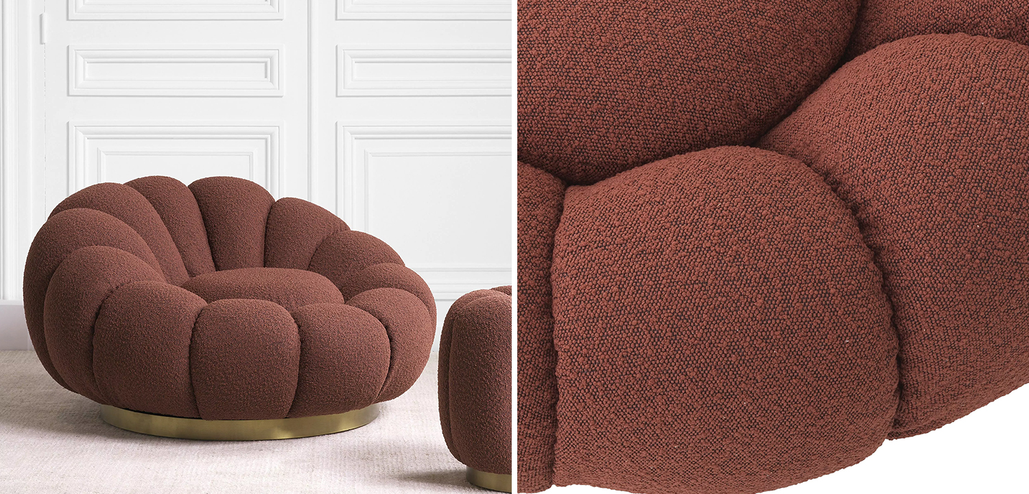 Кресло Eichholtz Swivel Chair Mello Boucle Rouge - фото