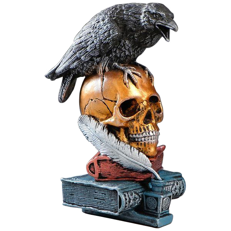 Статуэтка Raven and Skull Золотой Черный Серый (Gray) в Твери | Loft Concept 