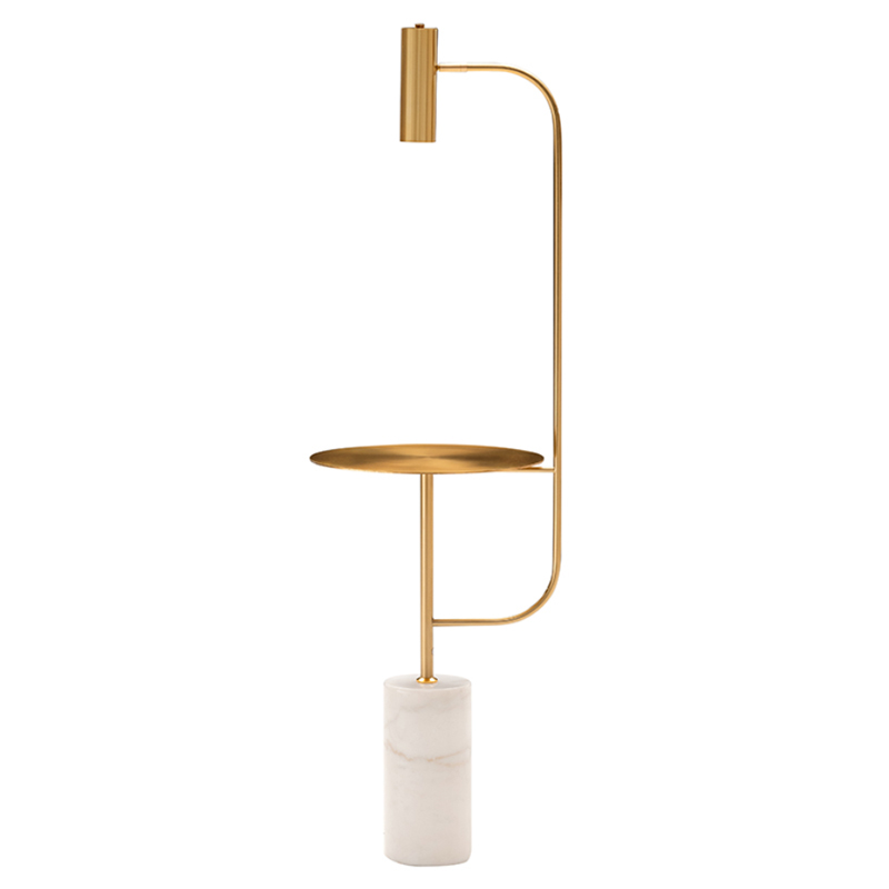 Торшер Marble Floor Lamp Латунь Белый Торшер Marble Floor Lamp Латунь Белый в Твери | Loft Concept