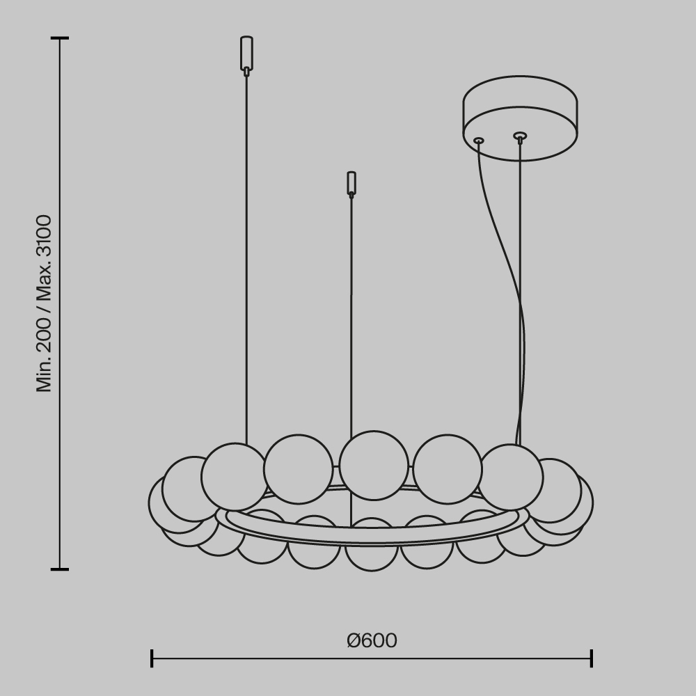 Люстра подвесная Ambre 3000К в Твери
