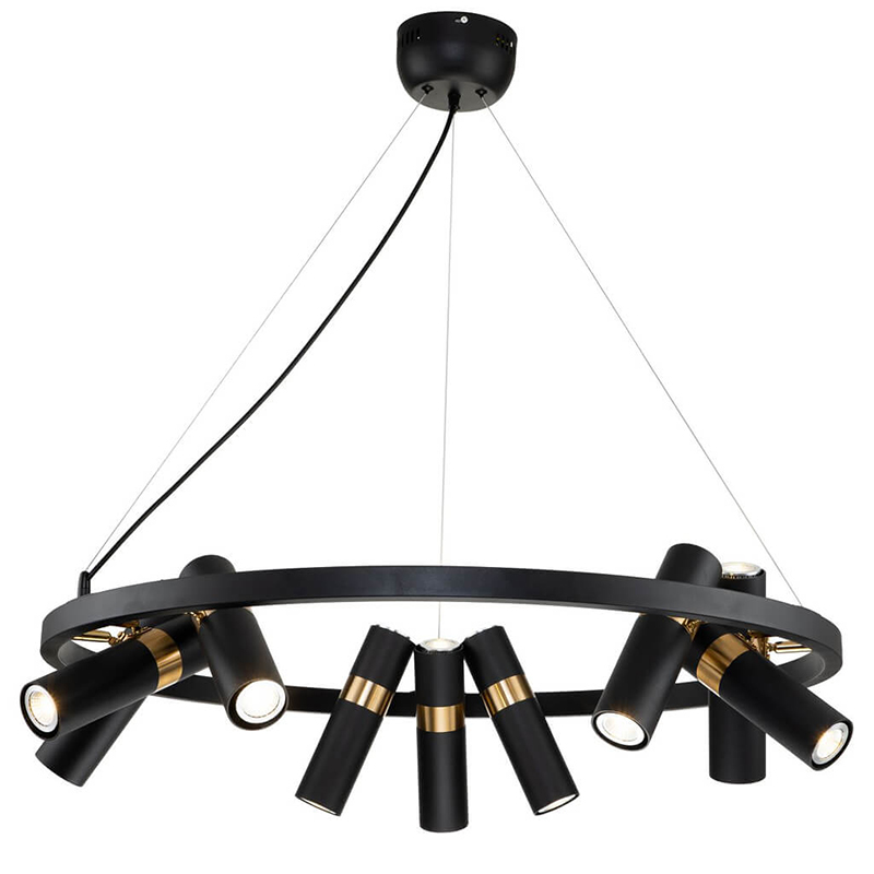 Люстра Rickon Chandelier Spot 18 Черный Золотой Люстра Rickon Chandelier Spot 18 Черный Золотой в Твери | Loft Concept