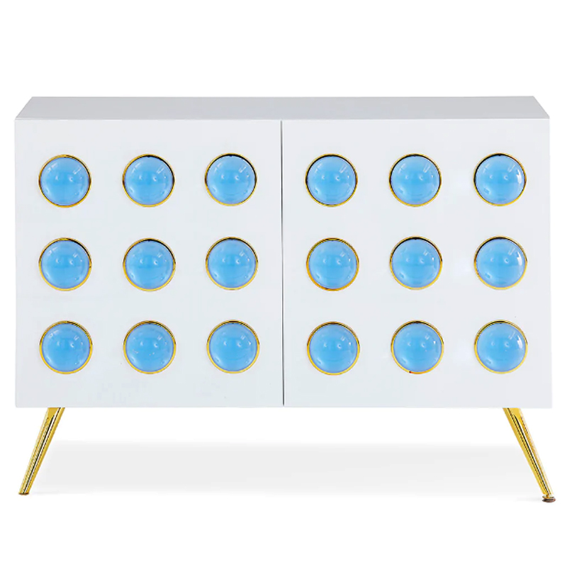 Буфет Jonathan Adler Globo Lucite Cabochon Cabinet Белый Золотой Голубой в Твери | Loft Concept 