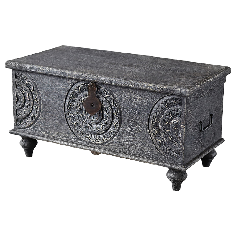 Сундук резной Tushar Carved Wood Chest Серый Коричневый Сундук резной Tushar Carved Wood Chest Серый Коричневый в Твери | Loft Concept