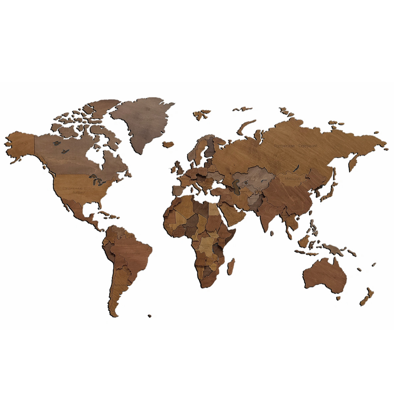 Аксессуар на стену Wooden World Map цвет орех Орех в Твери | Loft Concept 