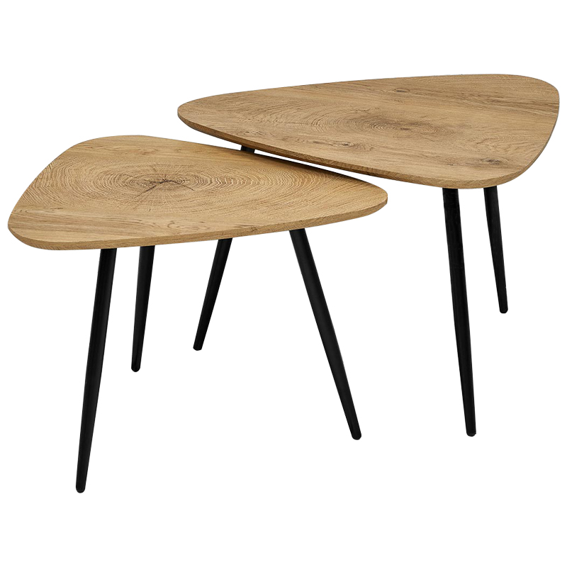 Комплект кофейных столиков треугольной формы Axl Coffee Table Древесина Черный Комплект кофейных столиков треугольной формы Axl Coffee Table Древесина Черный в Твери | Loft Concept