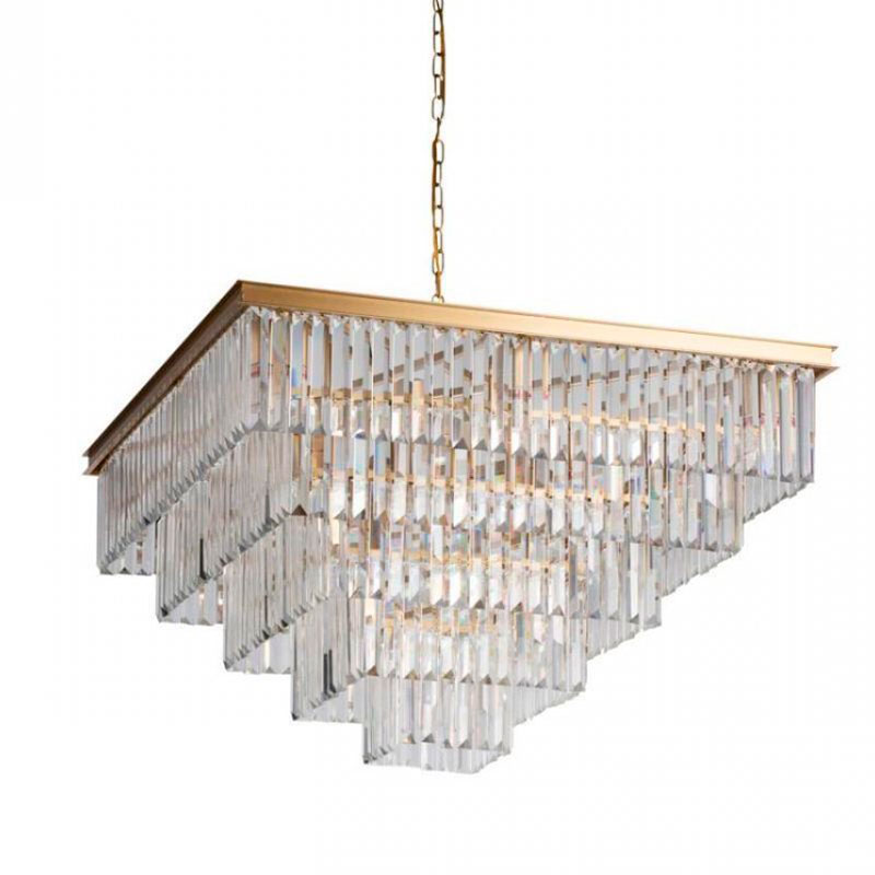 Квадратная Люстра RH 1920s Odeon GOLD iron Five layers Прозрачное Стекло 80х80 Золотой Прозрачное Стекло Квадратная Люстра RH 1920s Odeon GOLD iron Five layers Прозрачное Стекло 80х80 Золотой Прозрачное Стекло в Твери | Loft Concept