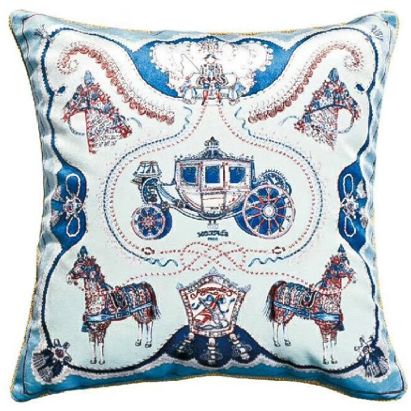 Декоративная подушка Hermes Horse 121 Голубой Синий Декоративная подушка Hermes Horse 121 Голубой Синий в Твери | Loft Concept