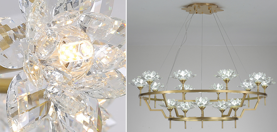 Большая Люстра Хрустальные Цветы Лотоса Lotus flower Clear Glass lamp 15 Большая Люстра Хрустальные Цветы Лотоса Lotus flower Clear Glass lamp 15 - Loft-Concept в Твери