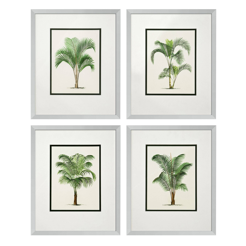 Комплект постеров Eichholtz Prints Palms set of 4 Белый Зеленый Серебряный Комплект постеров Eichholtz Prints Palms set of 4 Белый Зеленый Серебряный в Твери | Loft Concept