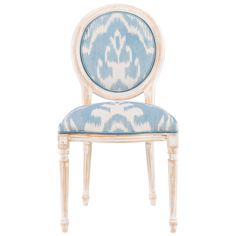 Мягкий стул со светло-голубым узором Ikat Pattern Белый Бежевый Голубой Мягкий стул со светло-голубым узором Ikat Pattern Белый Бежевый Голубой в Твери | Loft Concept