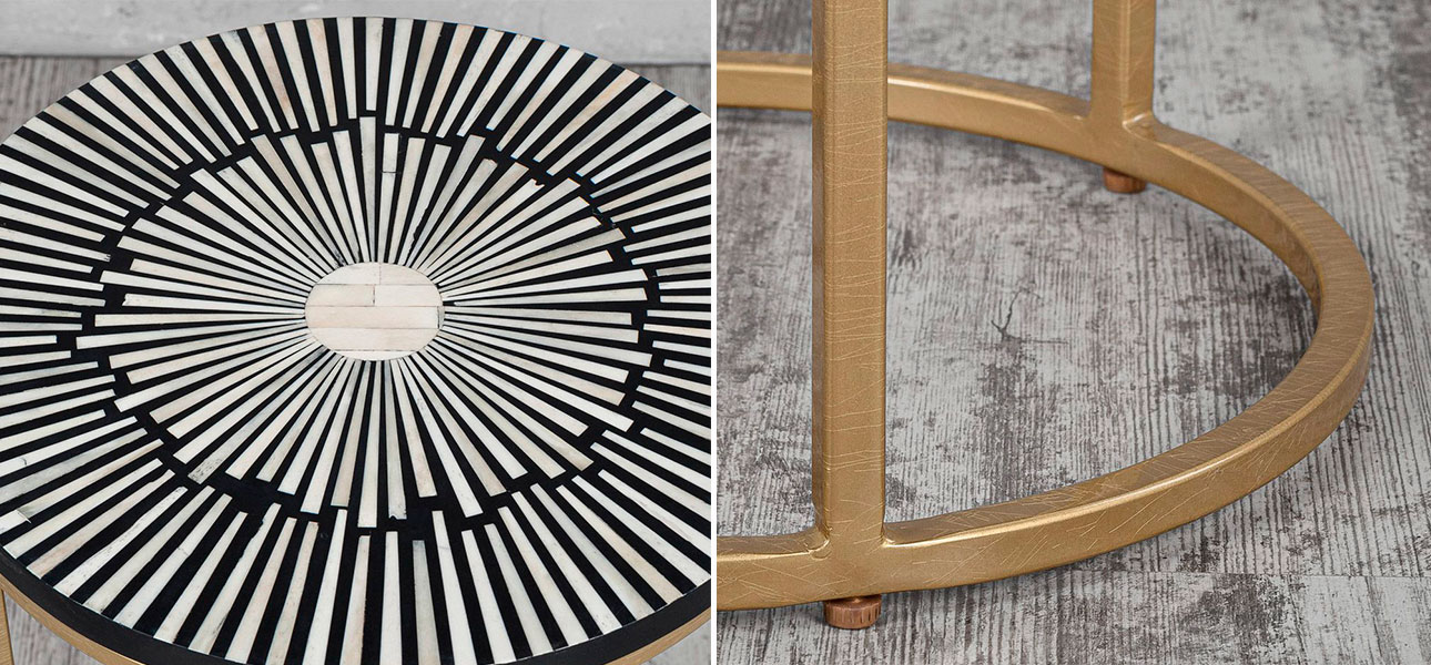 Столик с инкрустацией круглая столешница Zara - фото