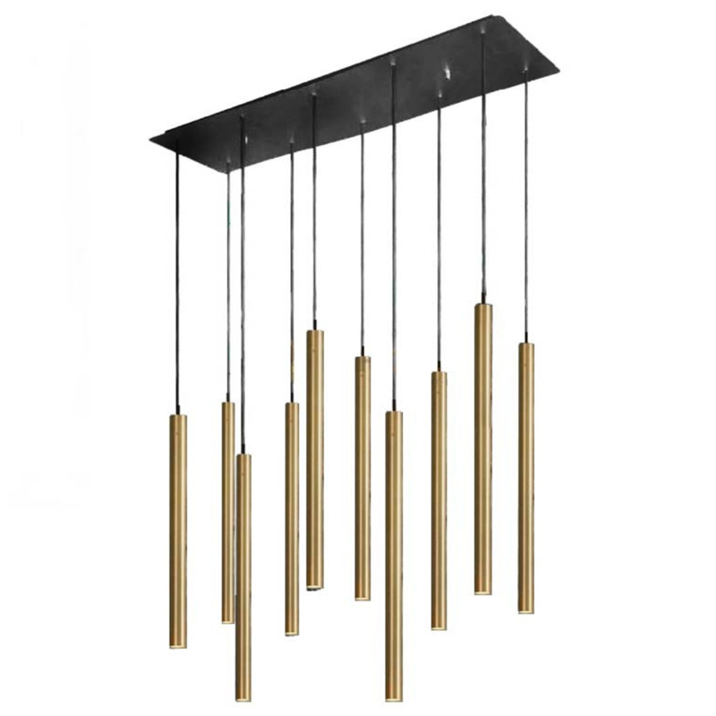 Светильник Trumpet Rectangle Gold 10 плафонов Золотой Черный Светильник Trumpet Rectangle Gold 10 плафонов Золотой Черный в Твери | Loft Concept
