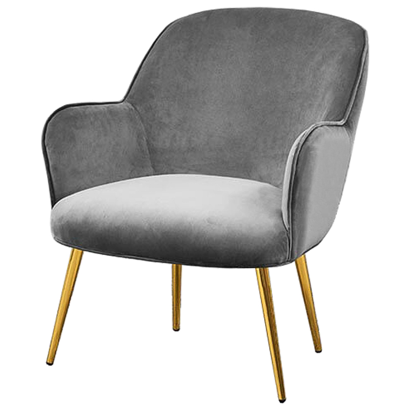 Кресло Waldeck Chair Gray Серый Глянцевое золото Кресло Waldeck Chair Gray Серый Глянцевое золото в Твери | Loft Concept