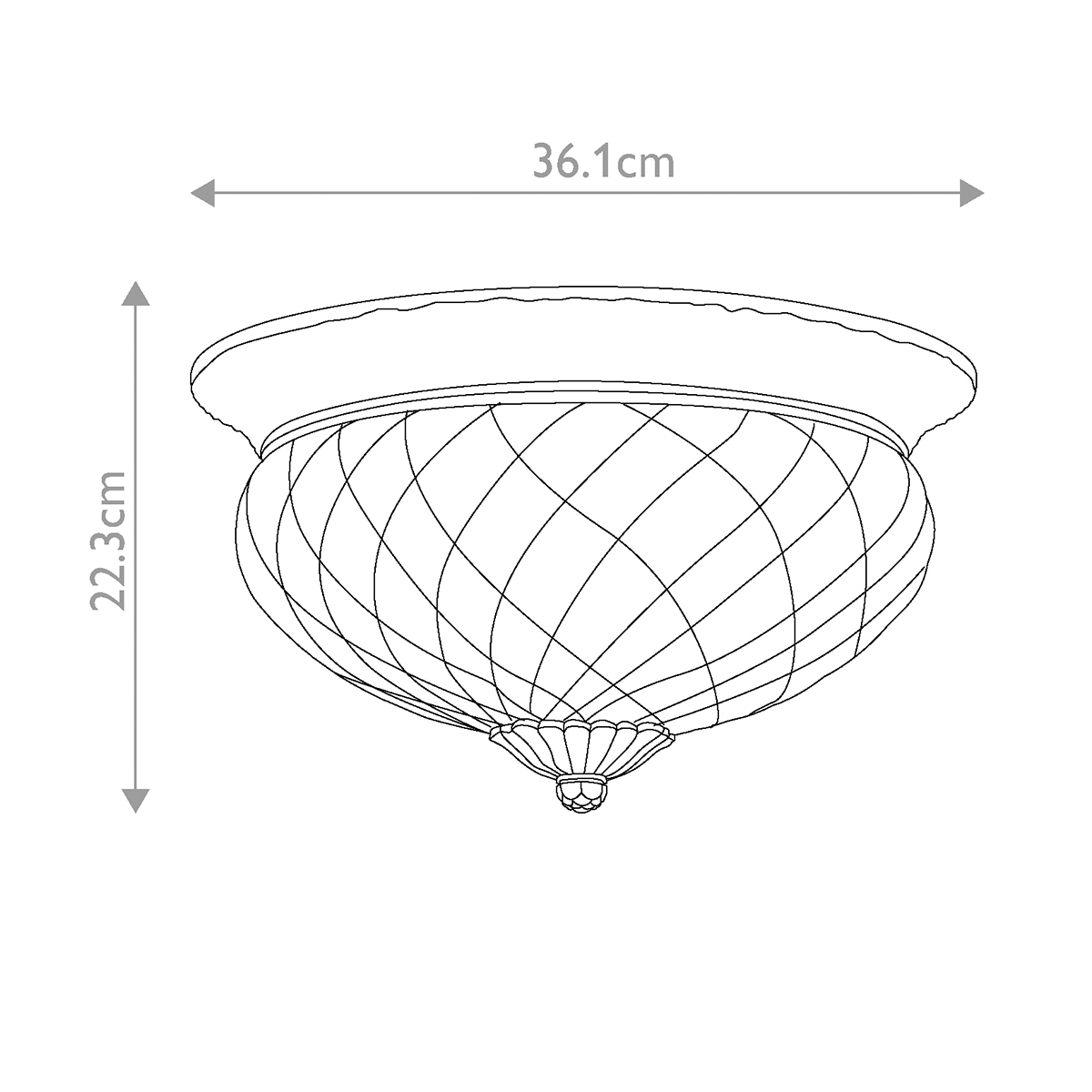 Потолочный светильник цвета латунь с прозрачным рифленым плафоном в форме чаши Hinkley в Твери