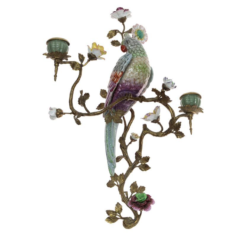 Подсвечник настенный Colorful Flowers and Parrot R Бронза Мульти Подсвечник настенный Colorful Flowers and Parrot R Бронза Мульти в Твери | Loft Concept