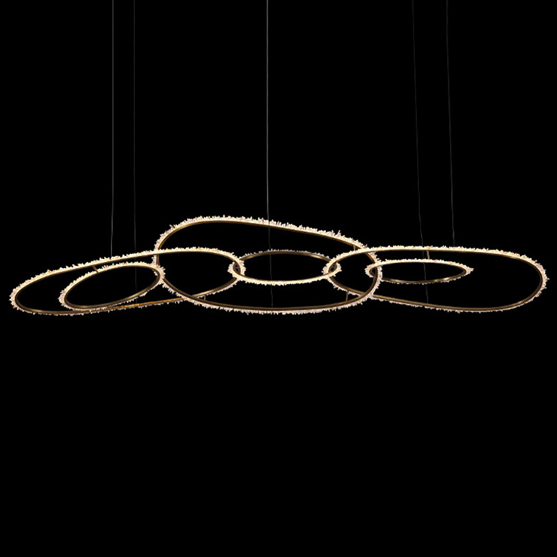 Люстра Six Rings Chain Quartz Crystal Chandelier Глянцевое золото Прозрачное Стекло Люстра Six Rings Chain Quartz Crystal Chandelier Глянцевое золото Прозрачное Стекло в Твери | Loft Concept