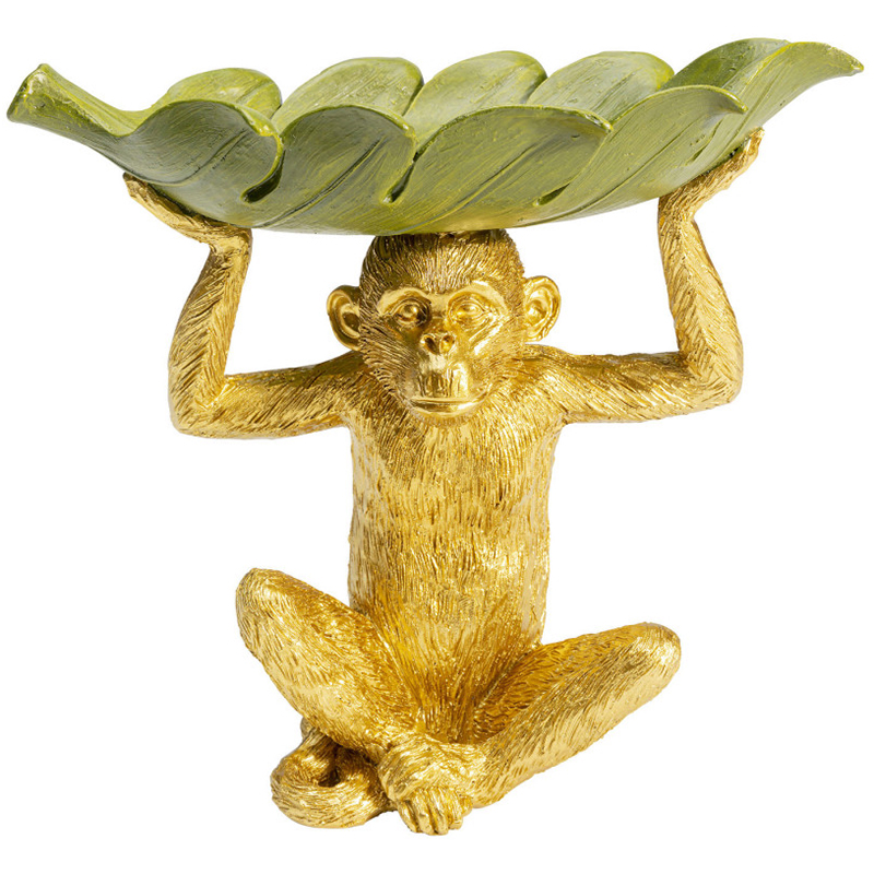 Конфетница Golden Monkey holding a leaf Зеленый Золотой Конфетница Golden Monkey holding a leaf Зеленый Золотой в Твери | Loft Concept