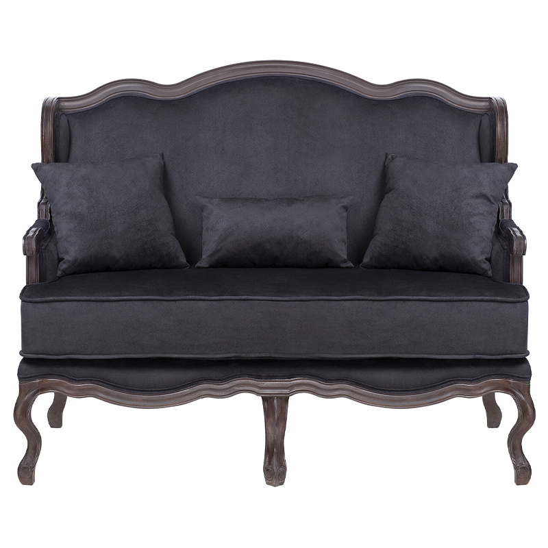 Диван двухместный George Grand Seating black velour Черный Коричневый в Твери | Loft Concept 