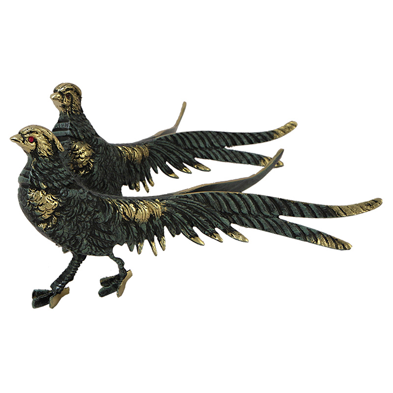 Статуэтка бронзовая синяя пара Фазаны Bronze Birds Бронза Синий Статуэтка бронзовая синяя пара Фазаны Bronze Birds Бронза Синий в Твери | Loft Concept