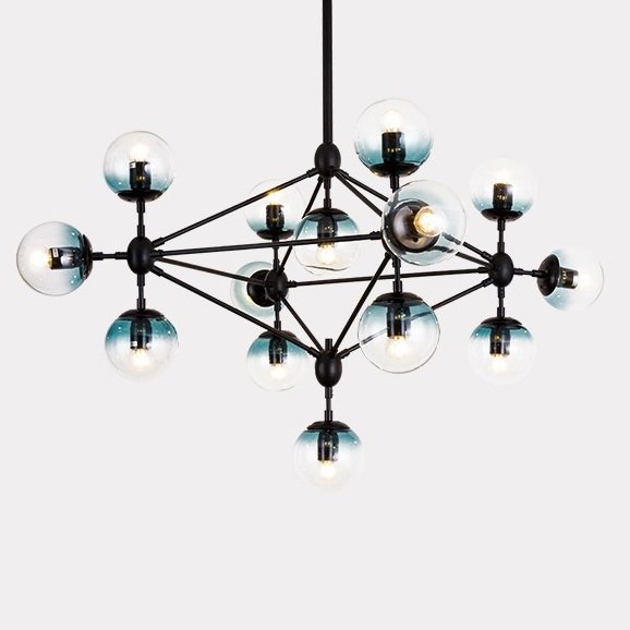 Люстра Modo Chandelier Globes Blue Ambre Black Черный Люстра Modo Chandelier Globes Blue Ambre Black Черный в Твери | Loft Concept