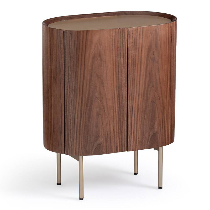 Тумба округлой формы Walnut and Leather массив ореха и столешница из натуральной кожи Орех Золотой Шампань в Твери | Loft Concept 