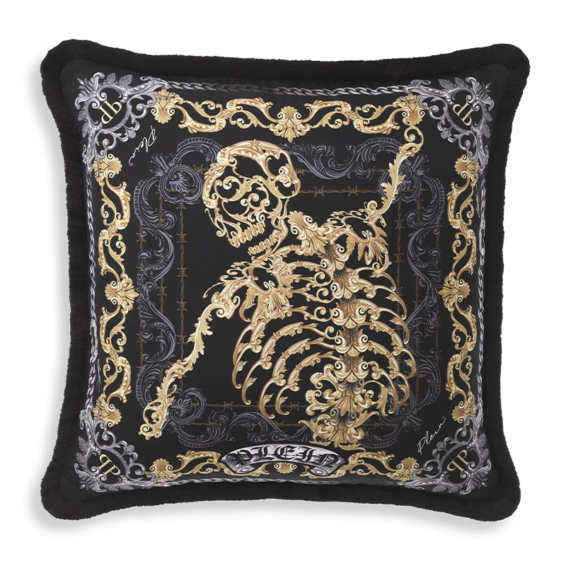 Подушка Philipp Plein Cushion Silk Skeleton 50 x 50 cm Черный Серый Золотой Подушка Philipp Plein Cushion Silk Skeleton 50 x 50 cm Черный Серый Золотой в Твери | Loft Concept