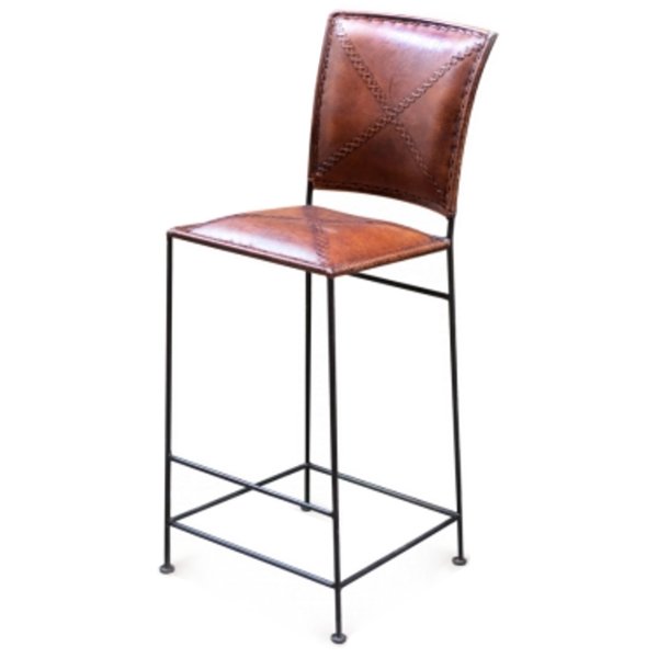Барный стул Loft Bar stool leather brown Коричневый винтаж Черный Барный стул Loft Bar stool leather brown Коричневый винтаж Черный в Твери | Loft Concept